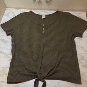 Tied front, army green top